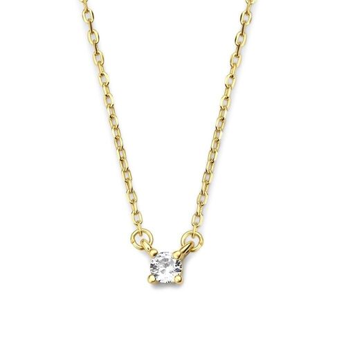 Silver necklace white zirconia 38+7cm gold plated