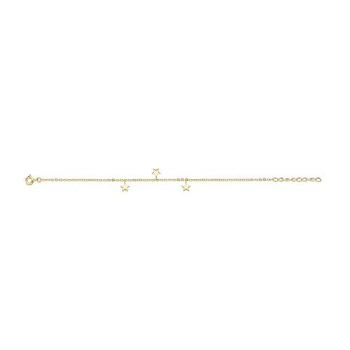 Silver bracelet with 3 stars 16.5+3cm gold plated