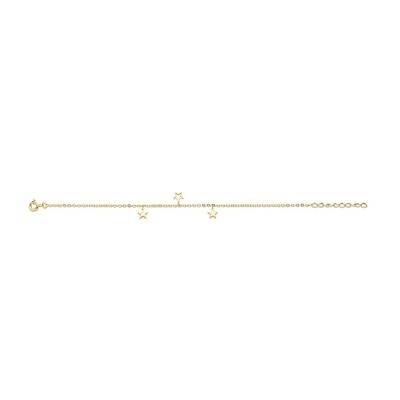 Silver bracelet with 3 stars 16.5+3cm gold plated