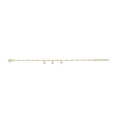 Bracelet en argent avec zircone blanche et émail orange 16,5cm plaqué or