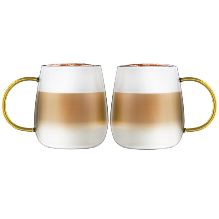 SET of 2 one wall glass with yellow handle BOLLA 1173