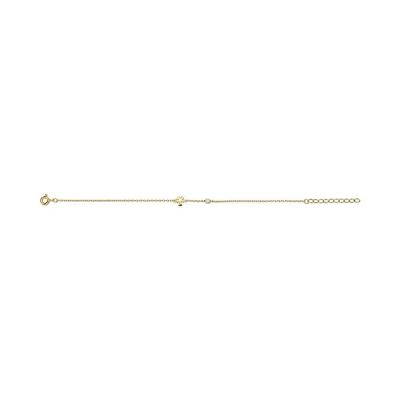 Pulsera de plata con circonita blanca y árbol de 16,5+3cm bañada en oro