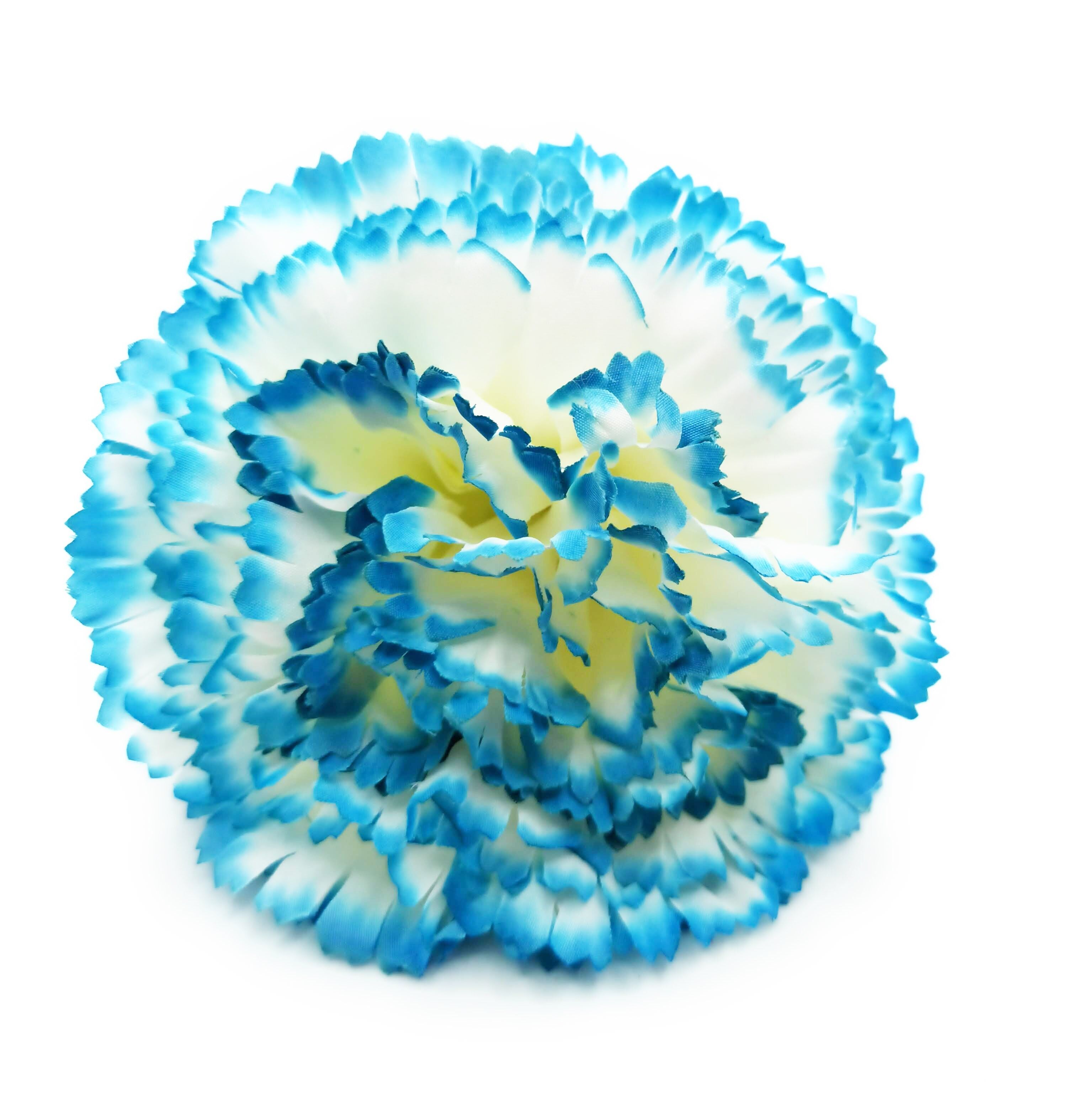 Garofano XL, grande ornamento per capelli da donna, fiore di flamenco · Azzurro bianco Ø13 cm