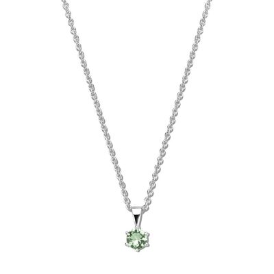 Collana in argento 6mm zirconi tondi verde chiaro 40+5cm rodiato