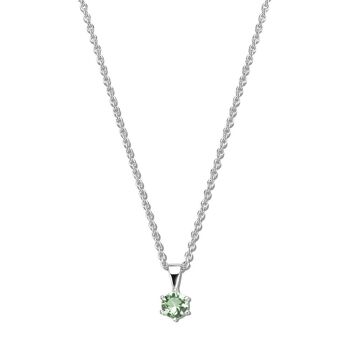 Collier argent 6mm zircone ronde vert clair 40+5cm plaqué rhodium 1