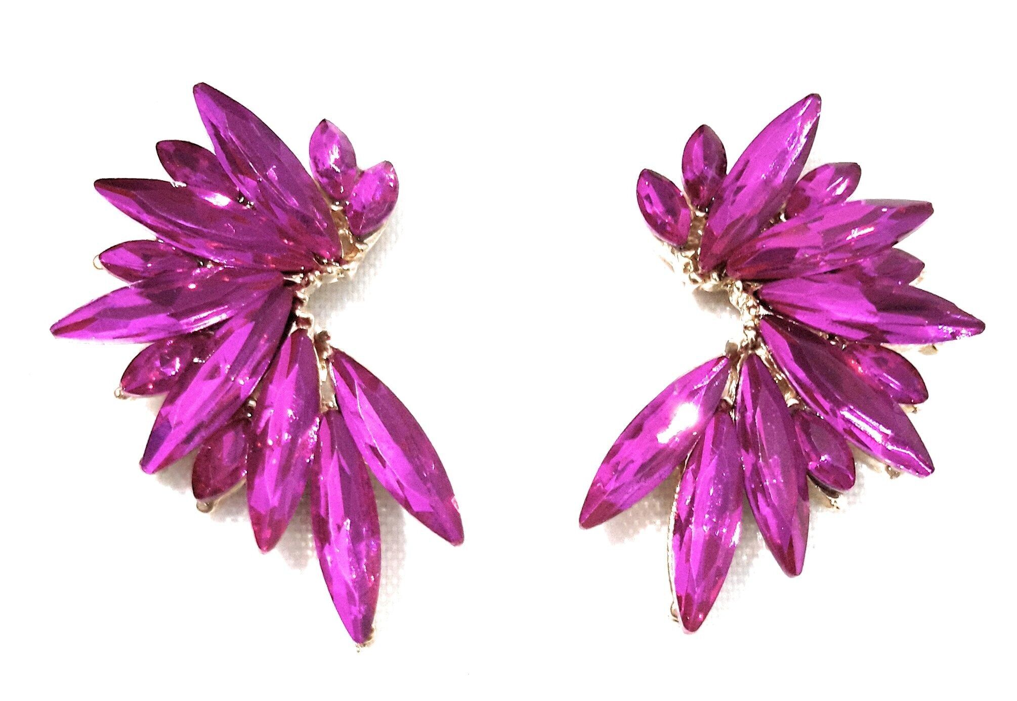 Orecchini Cristalli Brillanti Bougainvillea, Oro