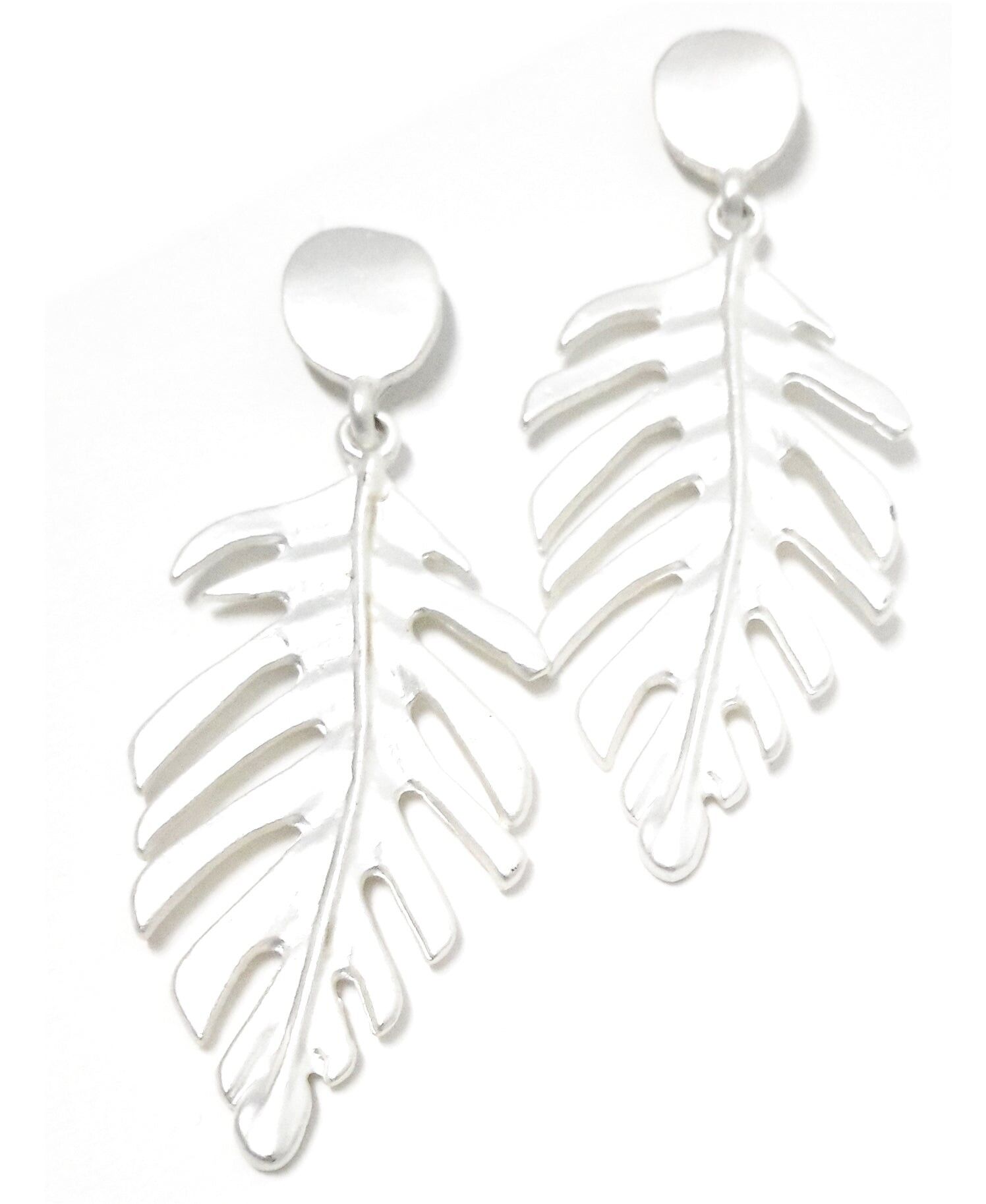 Orecchini Lunghi in Argento Foglia