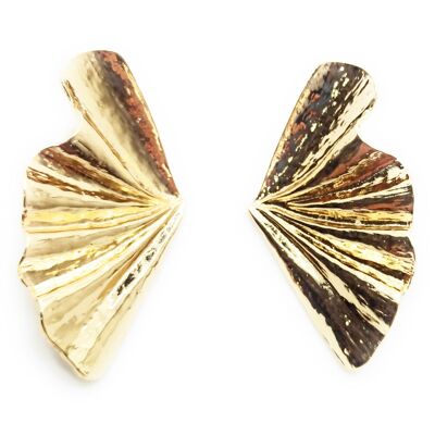 Large Golden Earrings XL Gold Leaf
