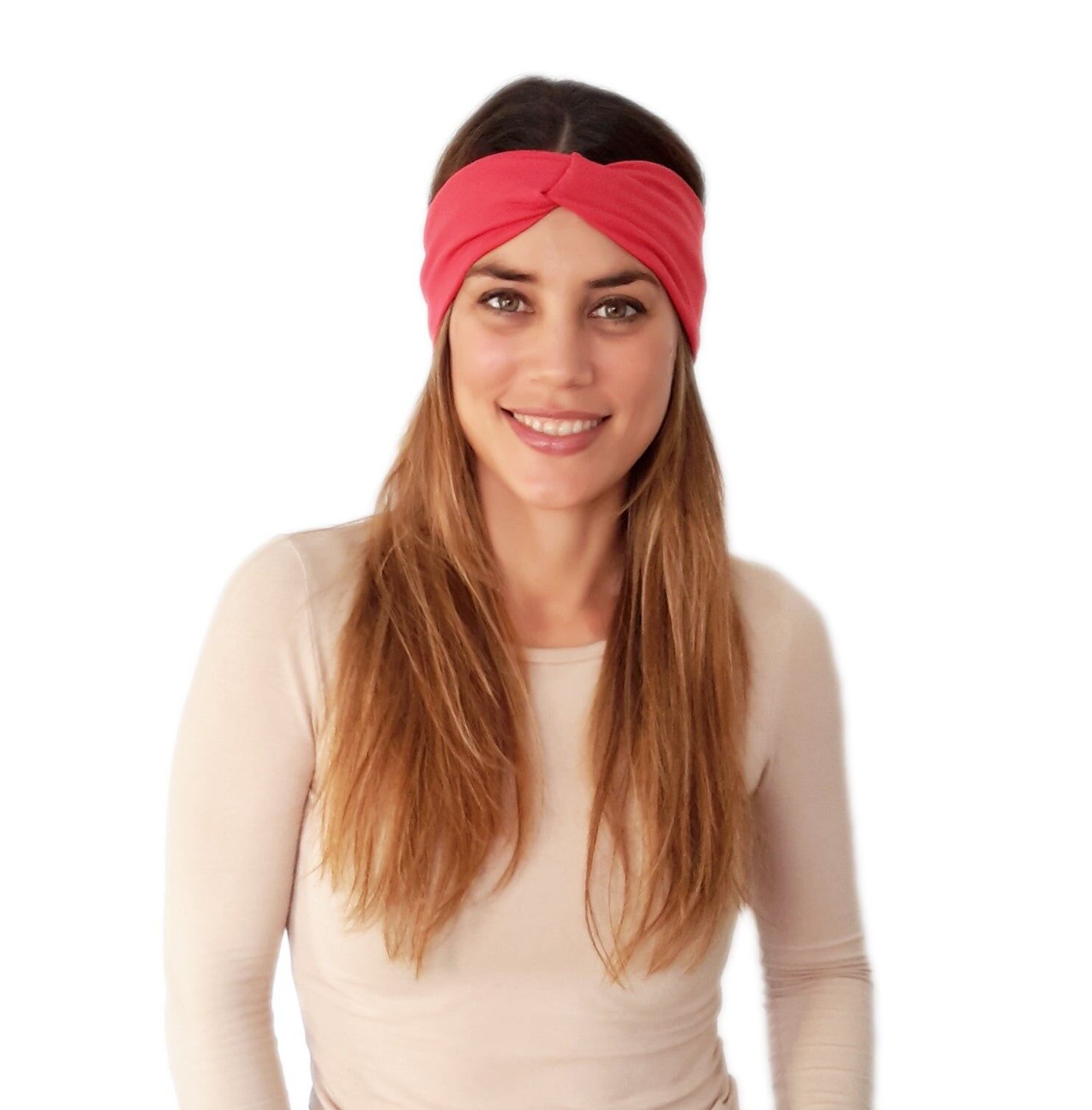 Fascia Elastica per Capelli con Nodo Corallo Intenso