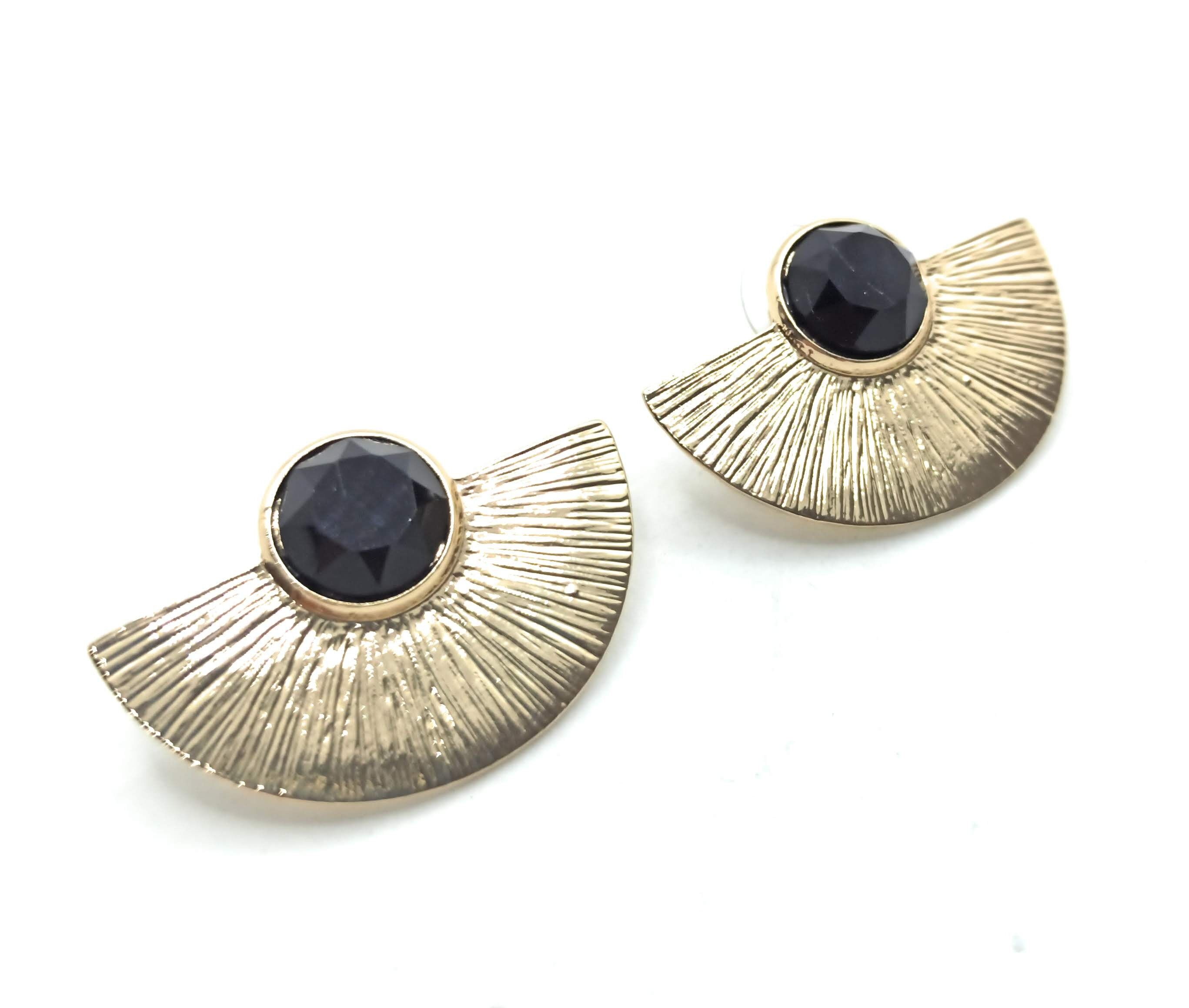 Orecchini dorati con cristallo Black Sun Gold