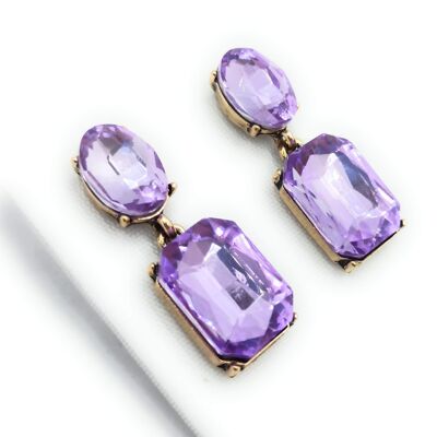 Boucles d'oreilles en cristal à facettes brillantes · Lavande