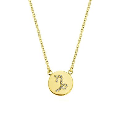 Collana in argento zodiaco capricorno zirconi bianchi 38+5cm placcato oro