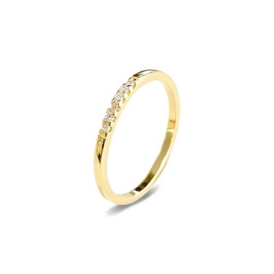 Silver ring classic band 1.4x20.2mm white zirconia golden plated