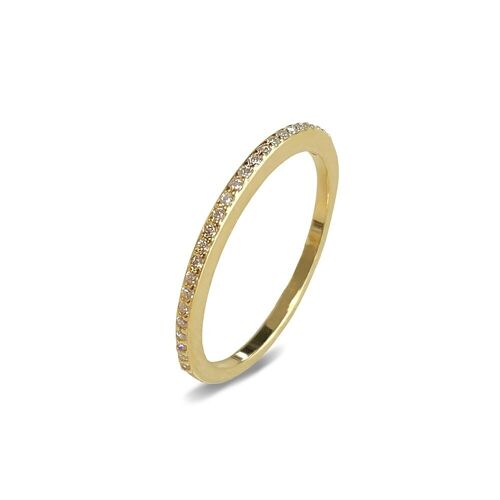 Silver ring stackable 2x20mm gold plated