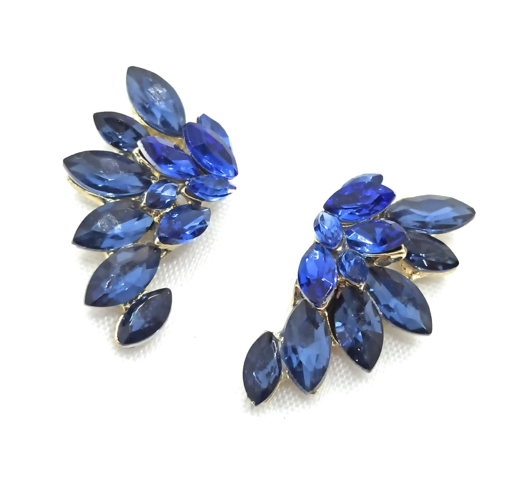 Orecchini in cristallo lucido mezzo cerchio blu