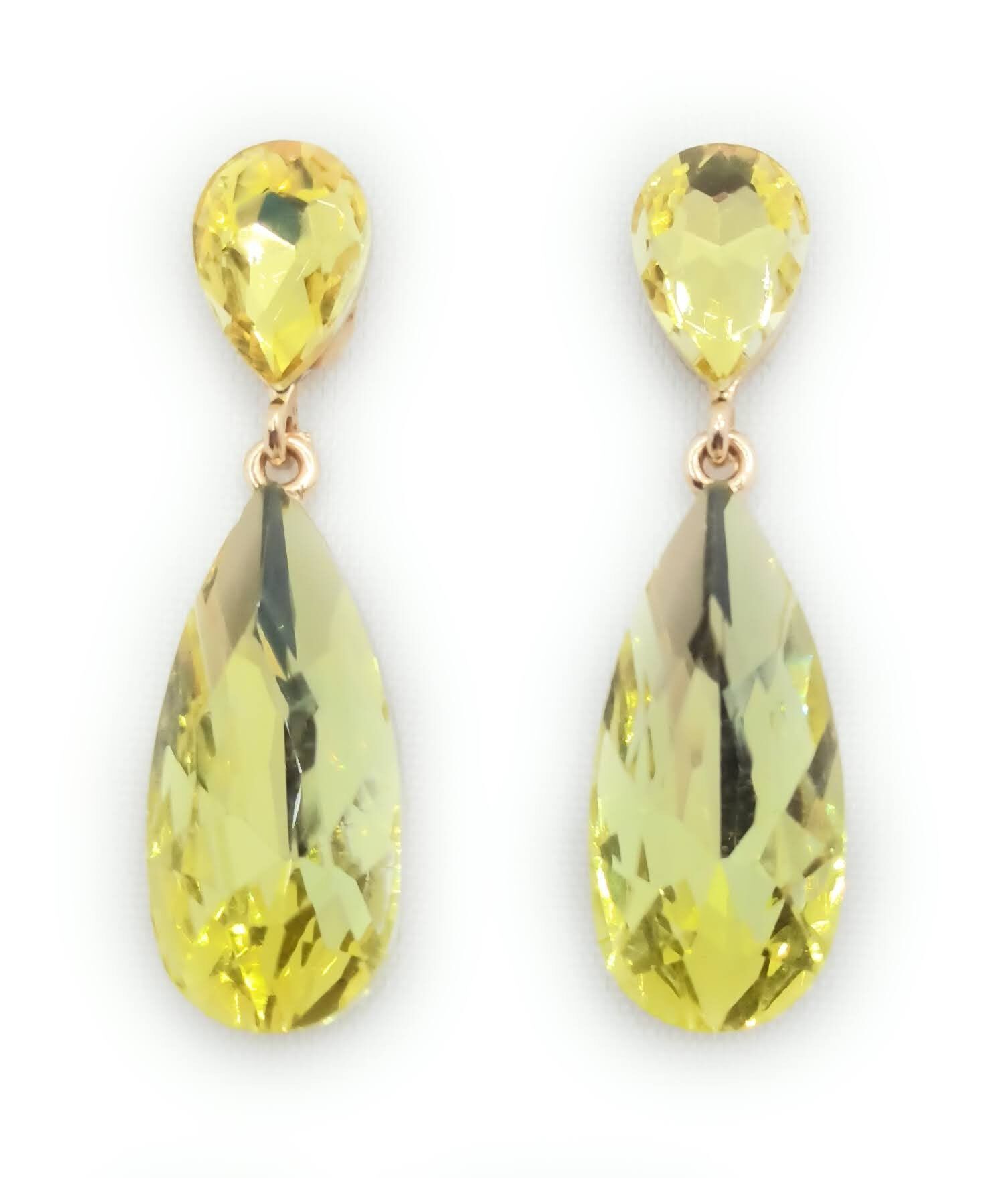 Orecchini lunghi in cristallo lucido · Giallo
