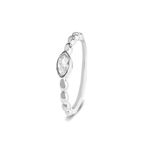 Silver ring oval dotted 3x21.7mm with zirconia