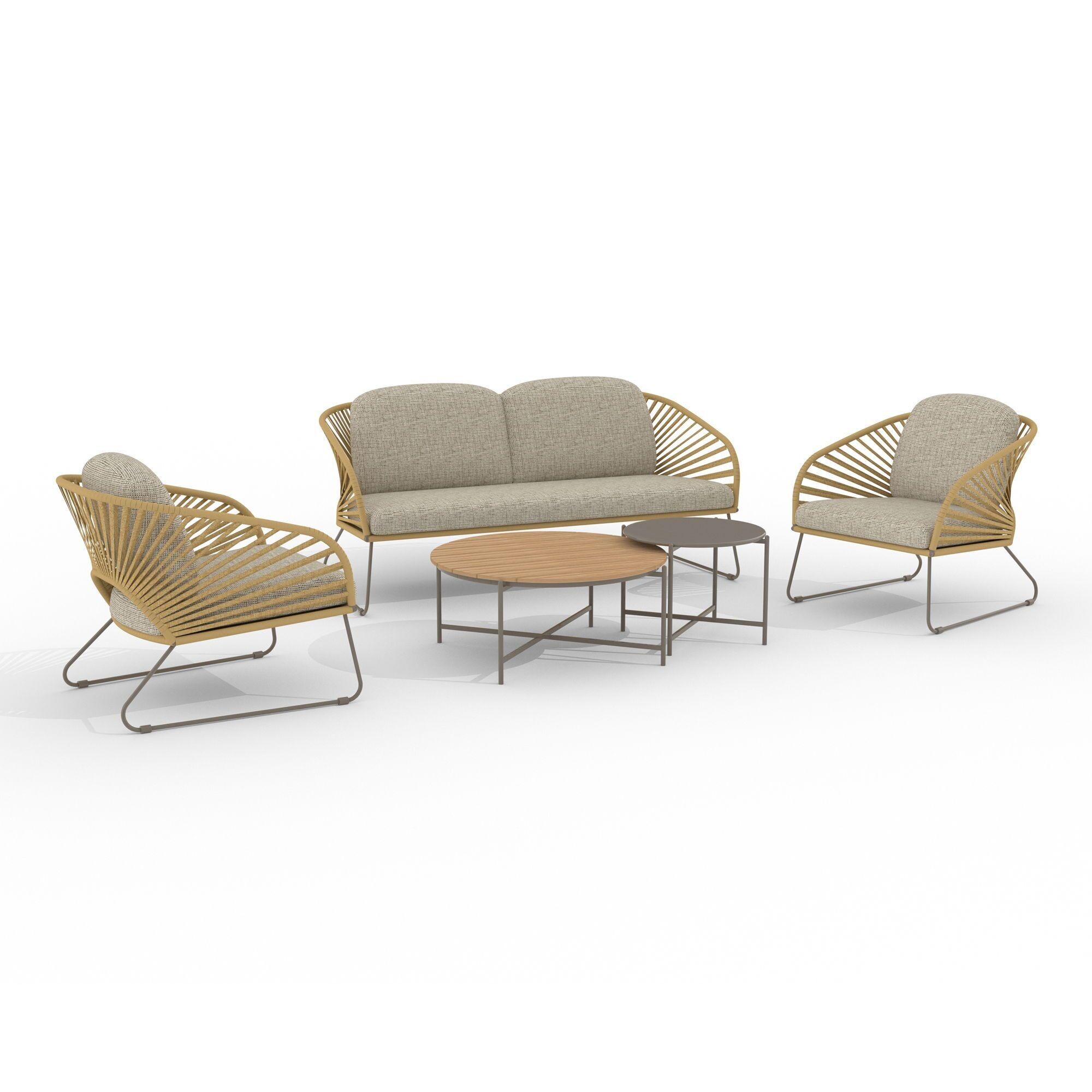 Novella Lounge Set - Lounge Set, Stahl, Beige, Sand, inkl. Kissen