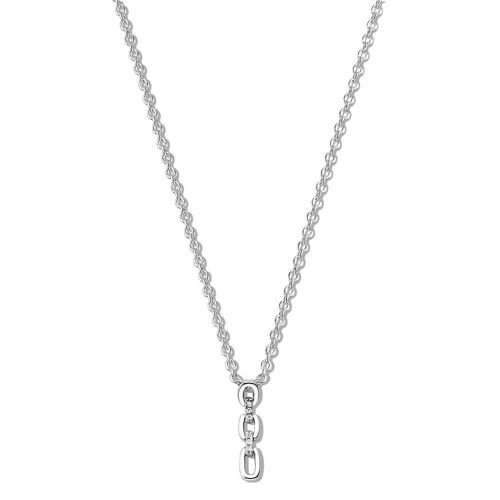 Silver necklace with pendant and white zirconia 40+5CM rhodium plated