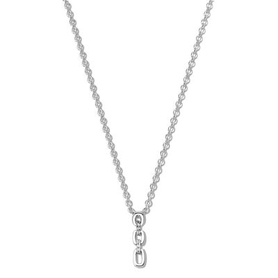 Silver necklace with pendant and white zirconia 40+5CM rhodium plated