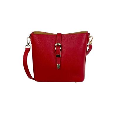 Borsa a tracolla da donna in pelle italiana con manico lungo, tracolla e mini patta magnetica