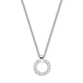 Collier argent cercle ouvert rond zircone blanche 40+5cm plaqué rhodium 1