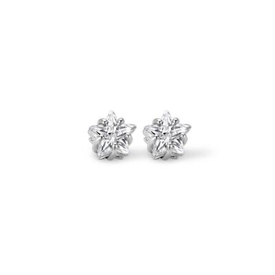 Boucles d'oreilles argent 4mm étoile zircone blanche rhodiée