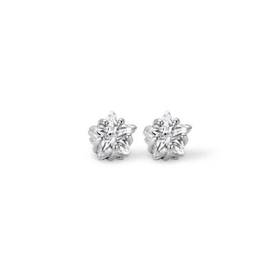 Silver earrings 4mm star white zirconia rhodium plated