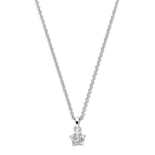 Silver necklace with pendant 8mm star white zirconia 40+5cm rhodium plated