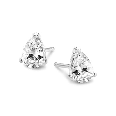 Boucles d'oreilles argent 4mm larme zircon blanc rhodié