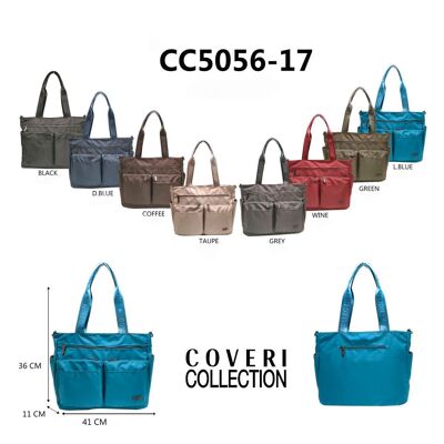 Bolso de Nylon Coveri Collection con Gran Capacidad y Muchos Bolsillos Mujer