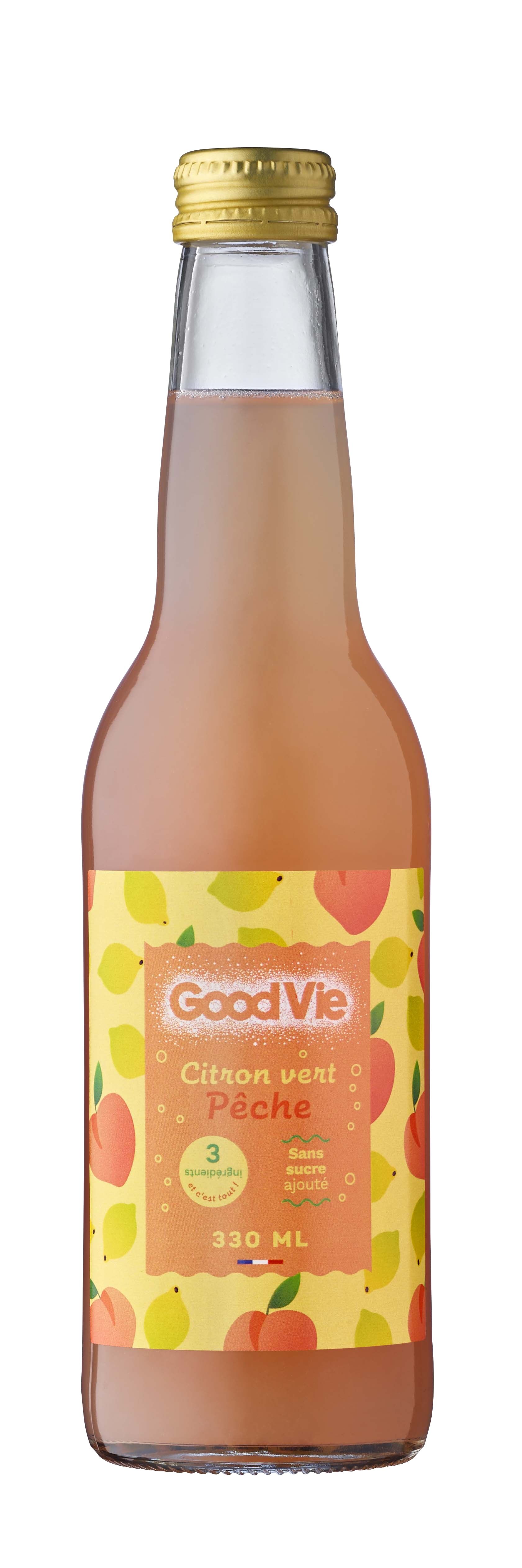 Kombucha alla frutta - Good Vie Bicchiere Pesca / Lime (330 mL)