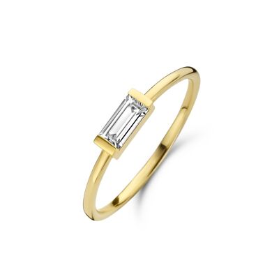 Silver ring baguette white zirkonia gold plated