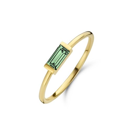 Silver ring baguette emerald zirconia gold plated
