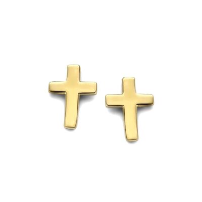 Ohrringe Kreuz aus 14K Gelbgold