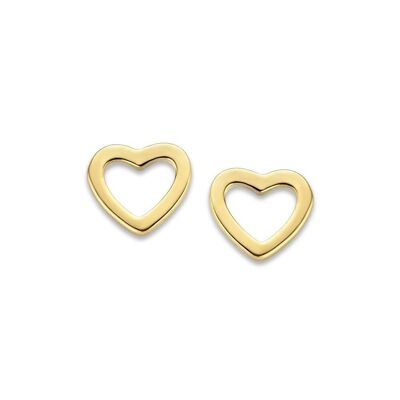 Pendientes de oro amarillo de 14 quilates corazón abierto