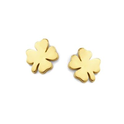 14K yellow gold earstuds clover