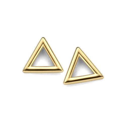 14K yellow gold earrings open triangle