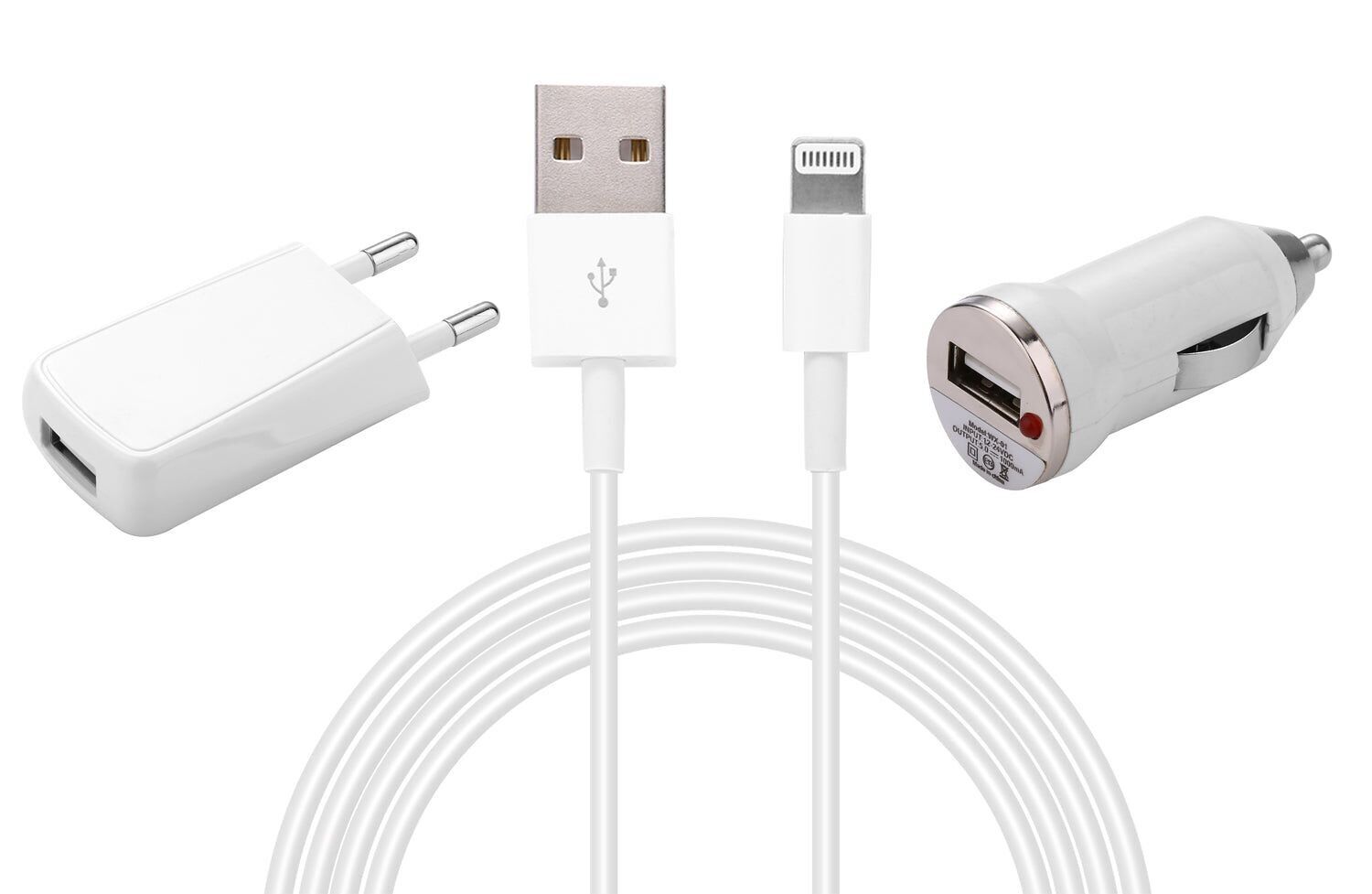 PACK 3/1 CON CAVO DA USB A LIGHTNING 1 METRO