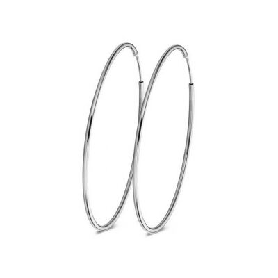 Silver hoop earrings 50mm rhodium plated