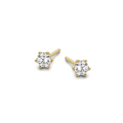Silver earrings 3mm white round zirconia gold plated