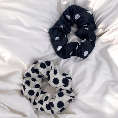 Polka dot print fabric scrunchie FQ19