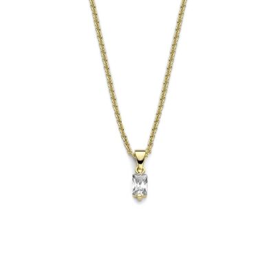 Silver necklace with pendant 6mm white baguette zirconia 40+5cm gold plated