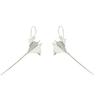 Sterling Silver Manta Ray Earrings and Presentation Box
