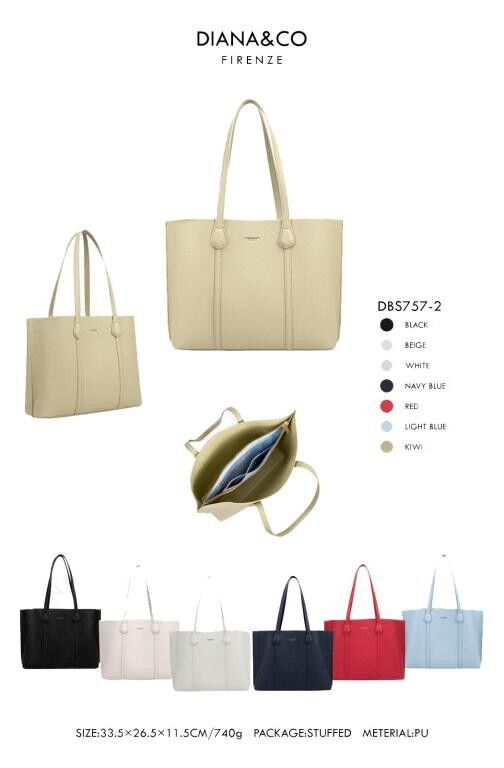 Borsa Tote da Donna in Pelle Sintetica con 3 Scomparti Interni e 2 Manici Lunghi