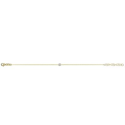 Pulsera de plata con circonitas blancas redondas de 6mm 15,5+1+1+1+1cm chapada en oro