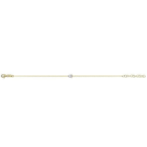 Silver bracelet with 6mm white pear zirconia 15.5+1+1+1+1cm gold plated