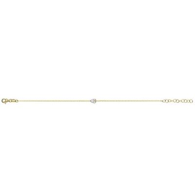 Bracciale in argento con zirconi bianchi pera 6mm 15.5+1+1+1+1cm placcato oro