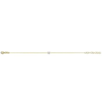 Bracelet en argent avec oxyde de zirconium carré blanc 6mm 15.5+1+1+1+1cm plaqué or 1