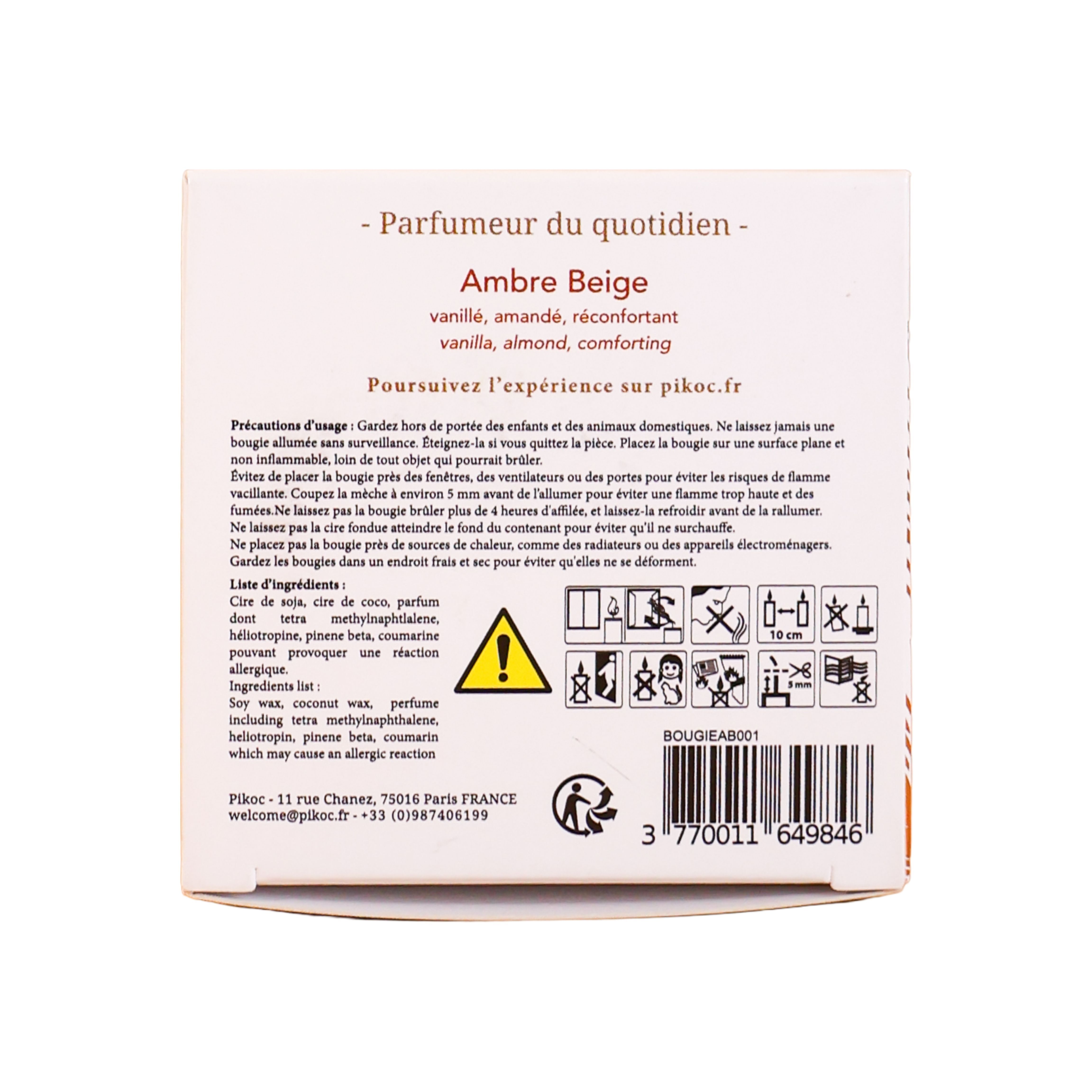 Bougie Parfumée Ambre Beige